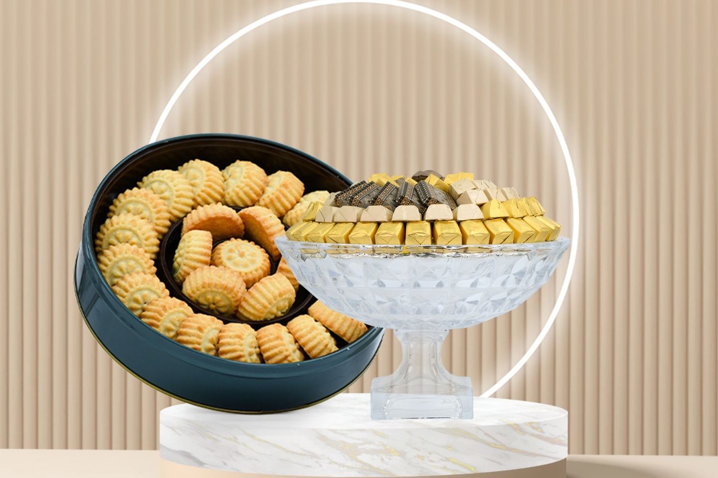 The Third Display Is A High Circular Display With Small Maamoul.