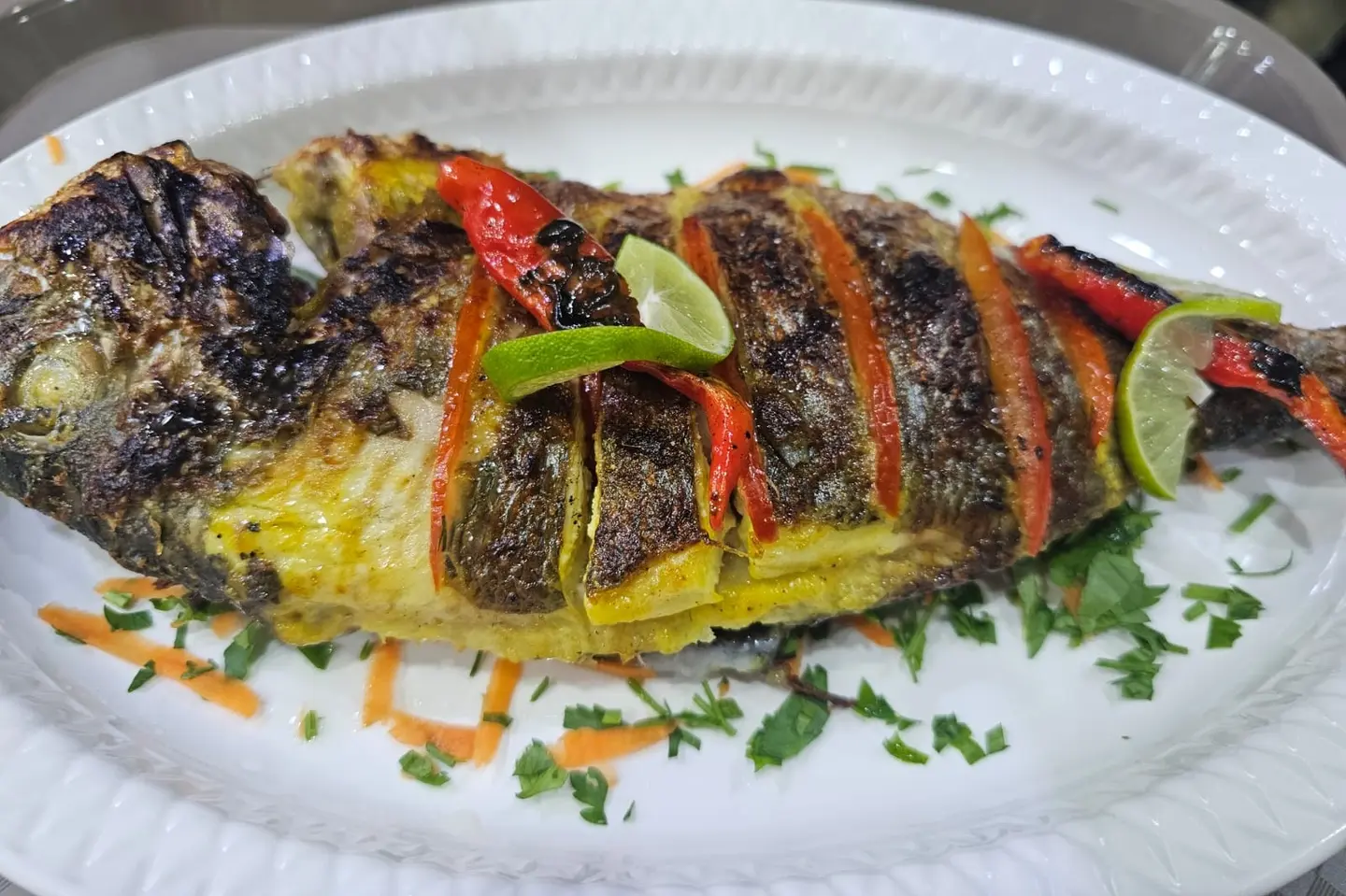 Sea Bream Fish - Grilled With Cleaning The Fish
