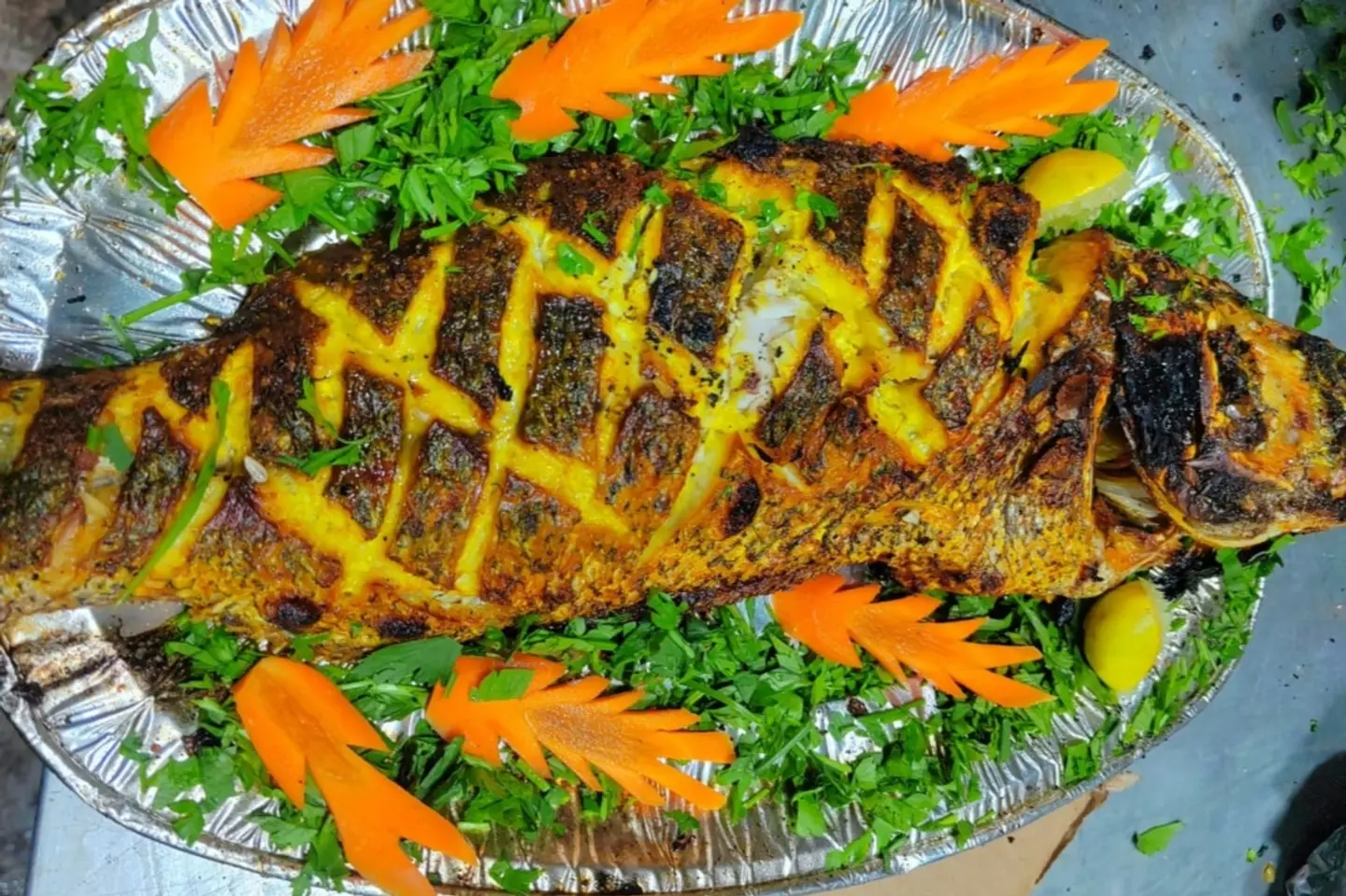 Bass Fish - Grilled With Cleaning The Fish