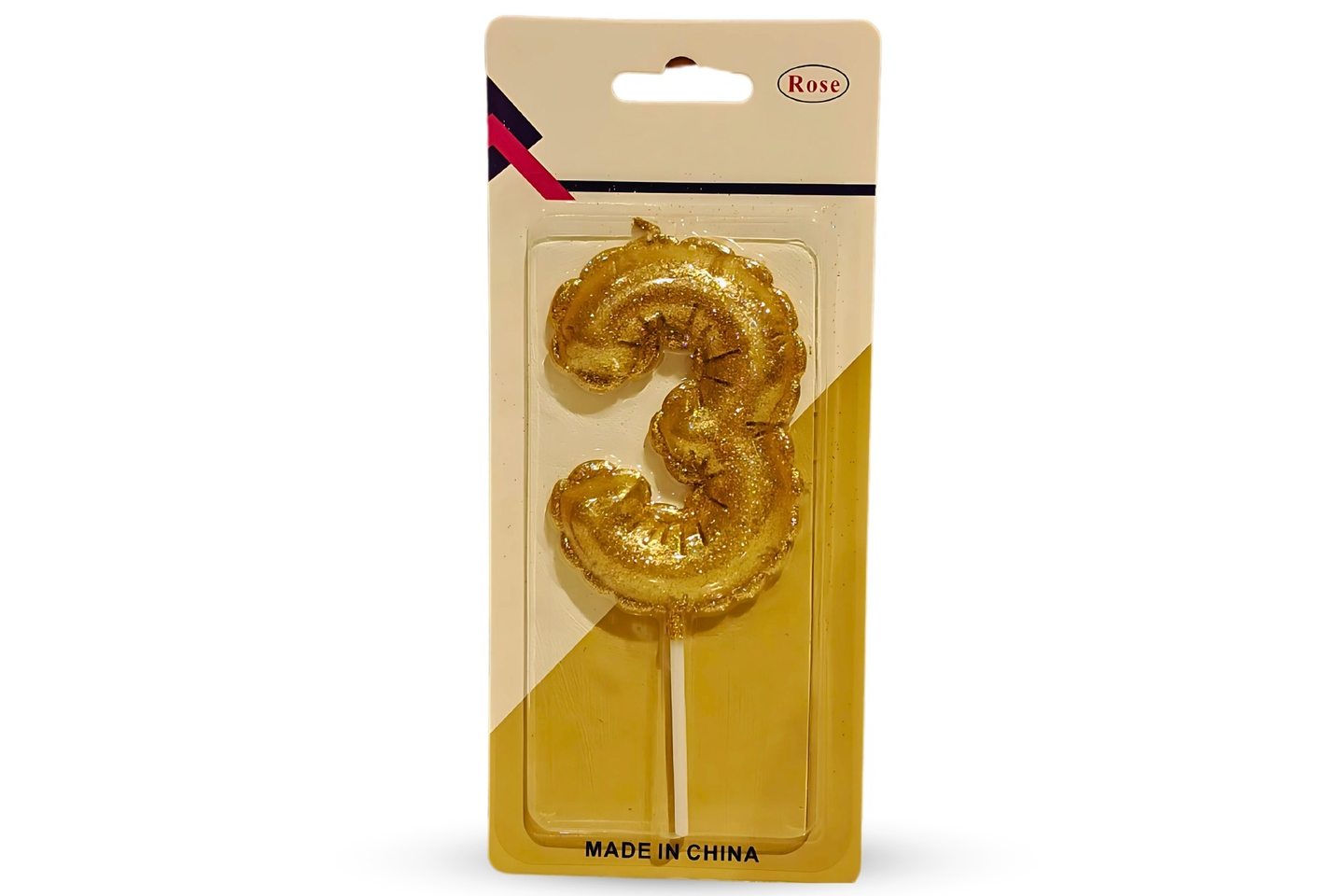 تغريسة بالون كيك رقم ثلاثة ذهبية