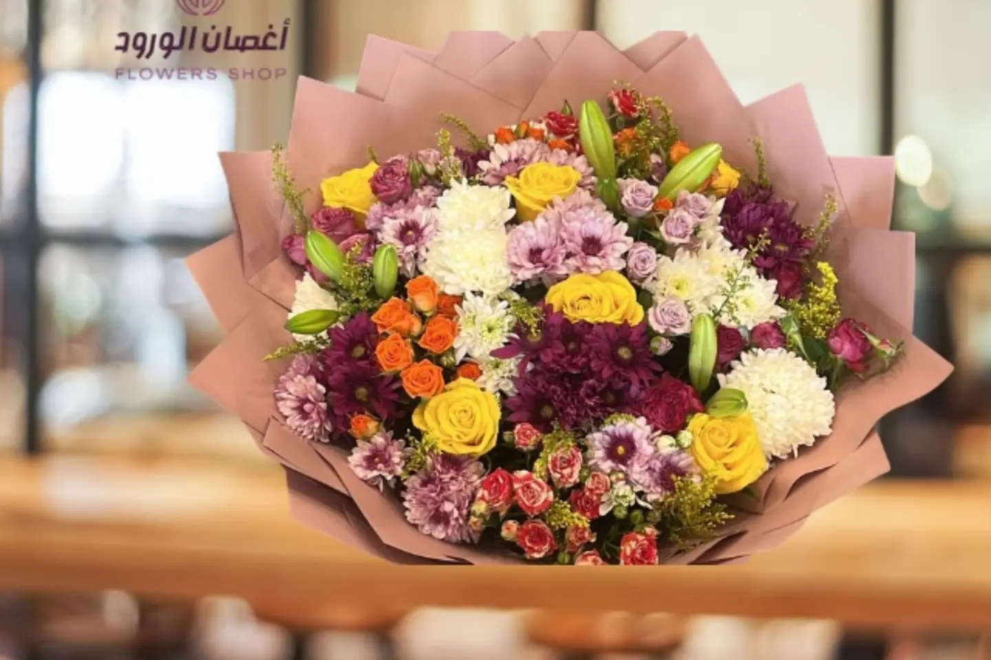 باقة ورد مشكل دائرية_غلاف لحمي