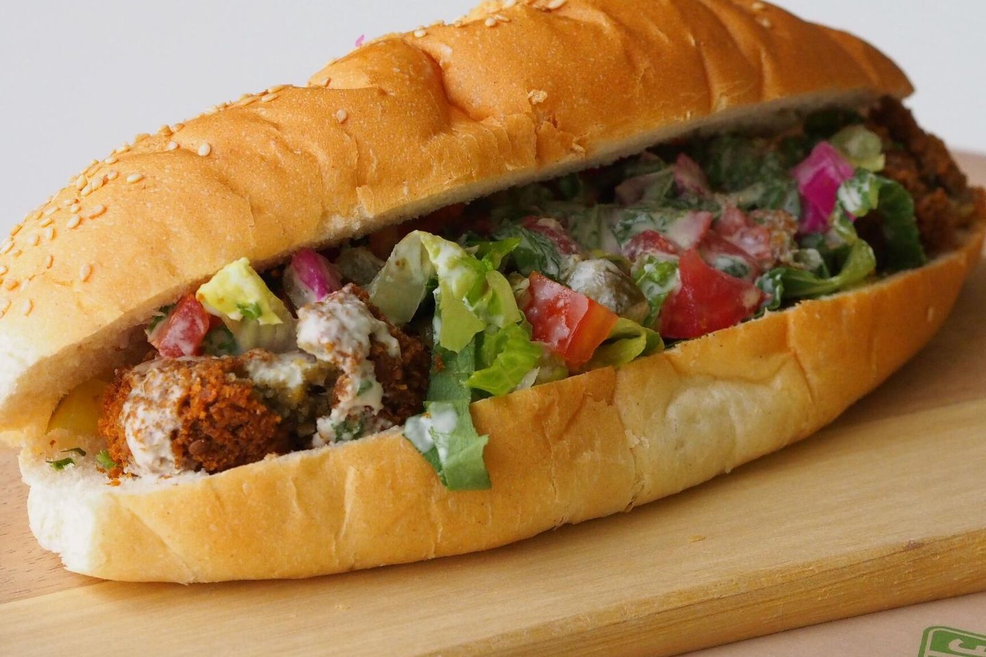 Falafel Sandwich With Hummus And Eggs