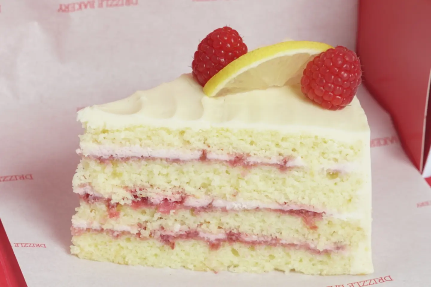 Lemon Raspberry Cake Slice