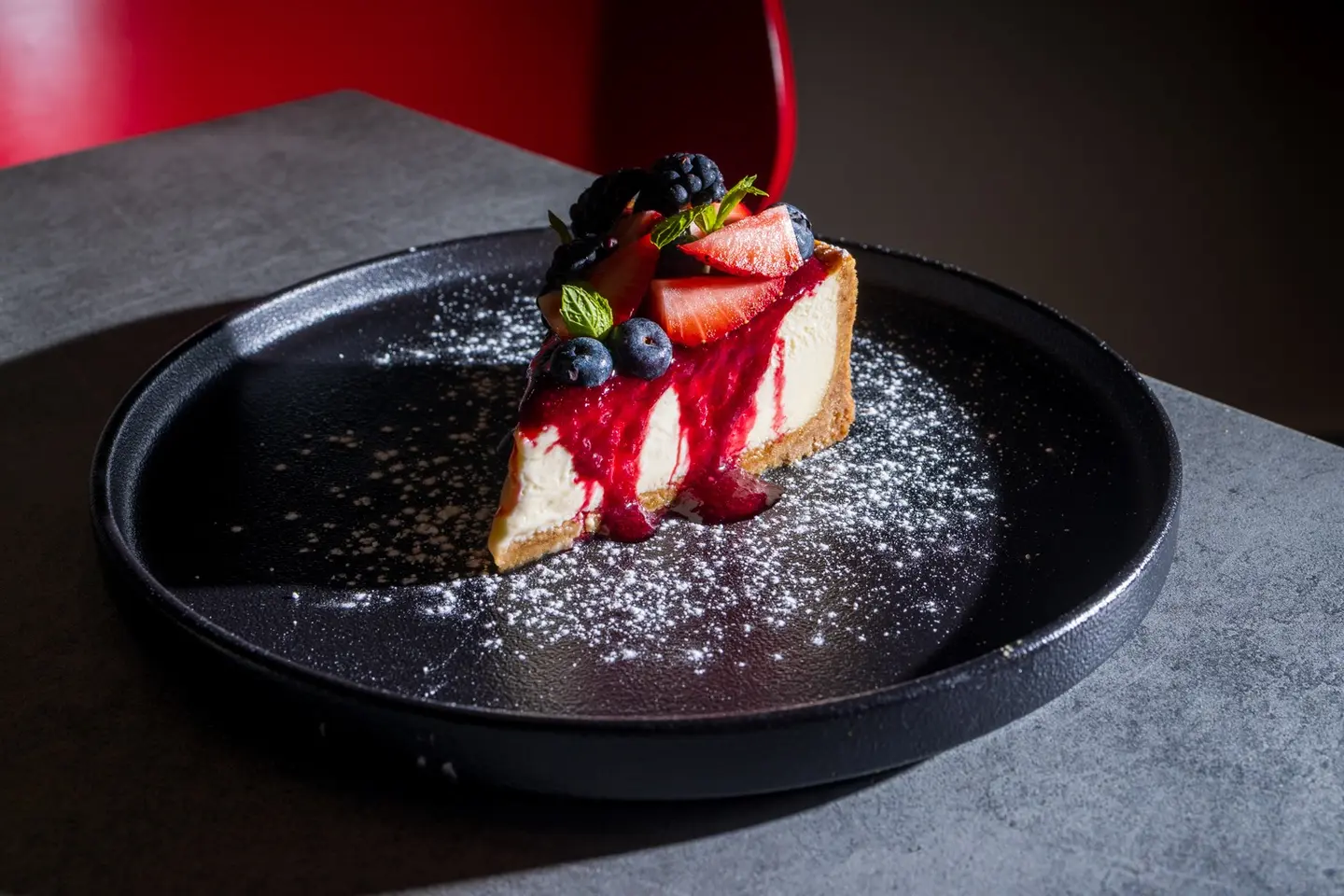 American Cheesecake, Cherry Coulis