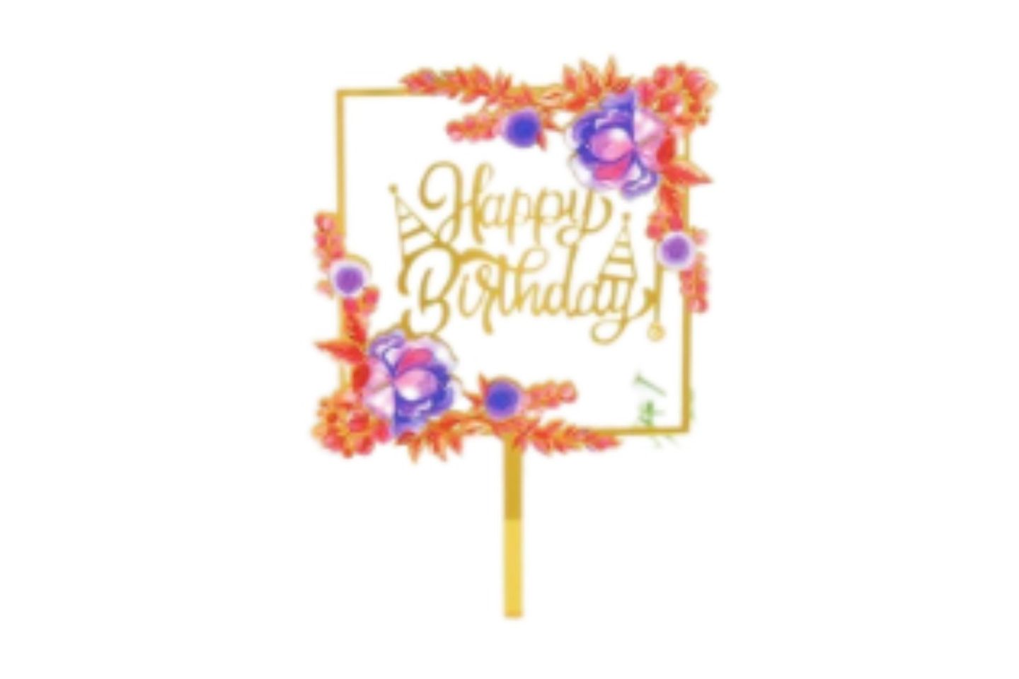Gold Butterflies Flowers Happybirthday