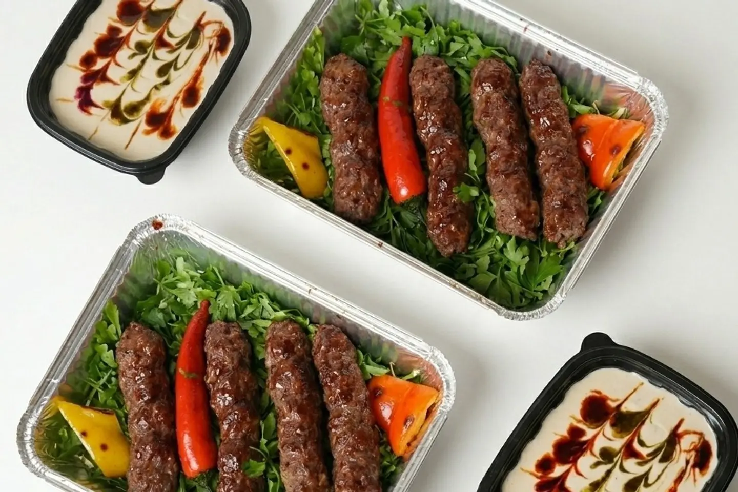 Meat Kebab + Meat Kebab + 2 Tahini+Bread