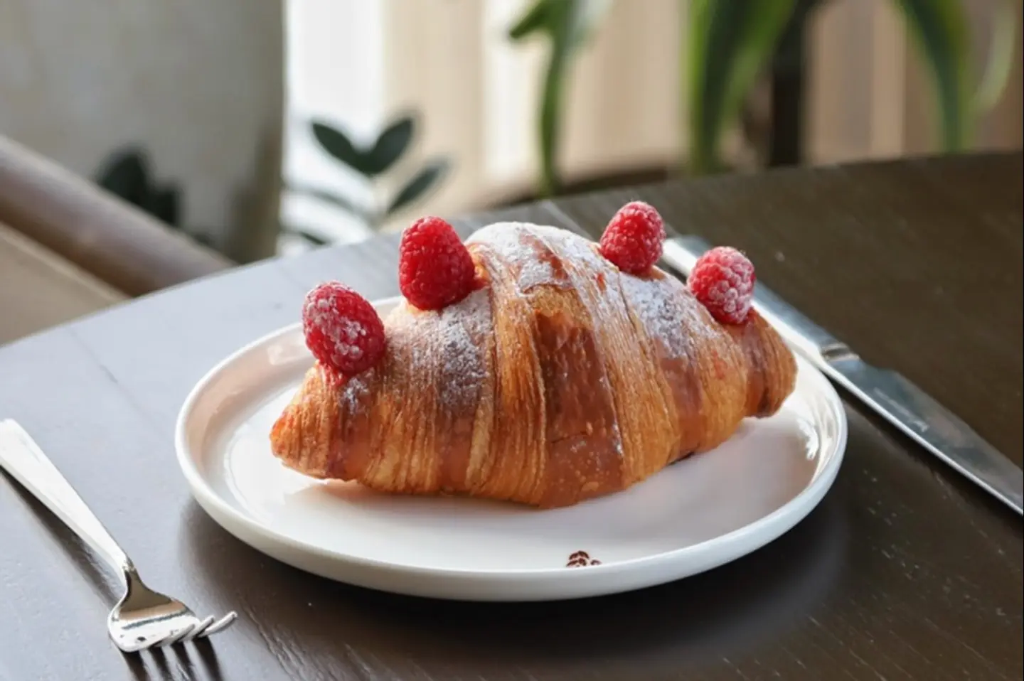 Raspberry Croissant With Melted Cheese
