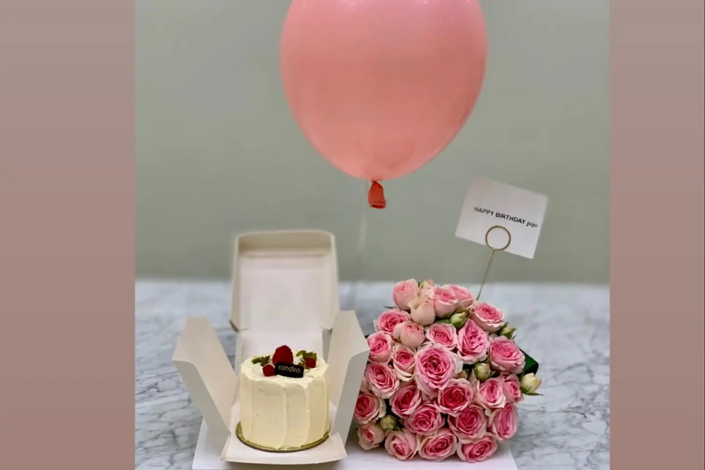 Flower And Cake Arrangement For Kandira Birthday