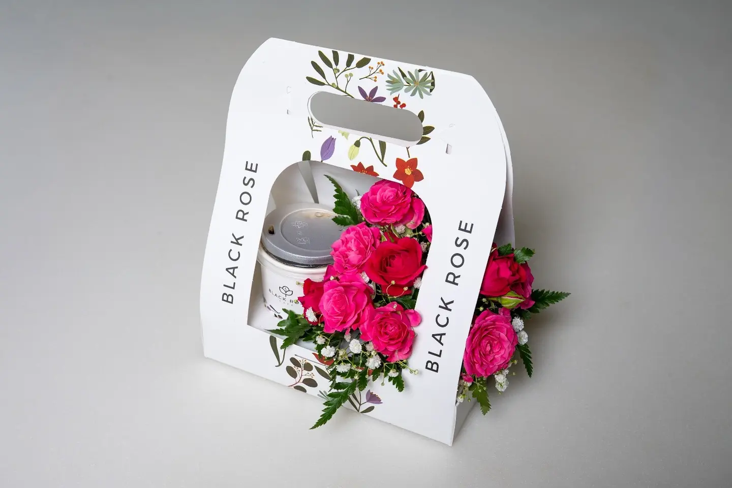 Hot Matcha With A Large Flower Box