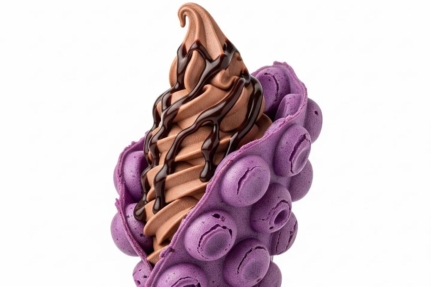 Ice Cream With Purple Bubble Waffle