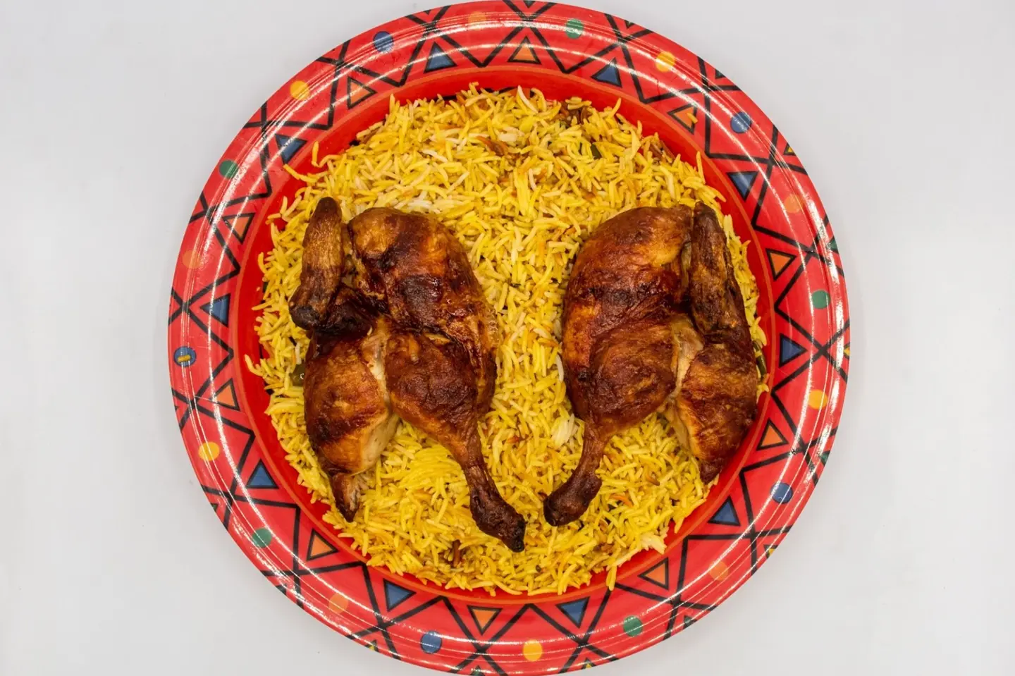 دجاج على الفحم بالارز البخاري مع ارز مبهر