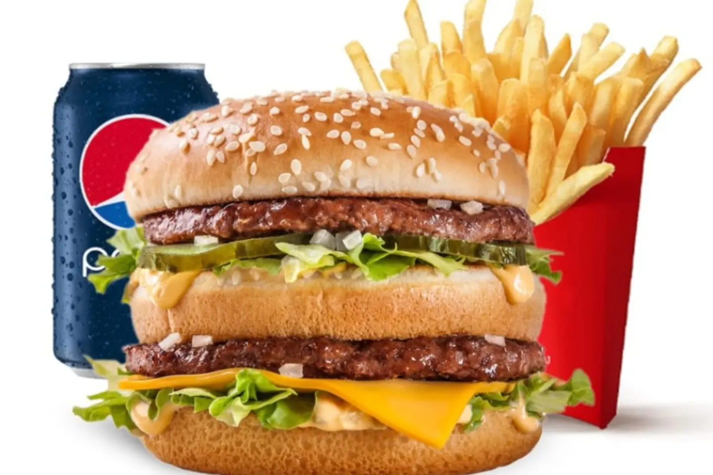 Double Beef Burger Meal With Cheese With Drink