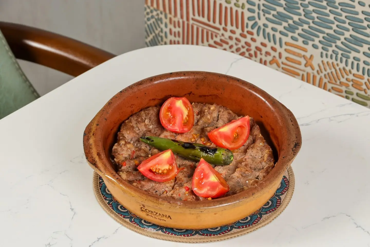 Meat On Plate With Tomato