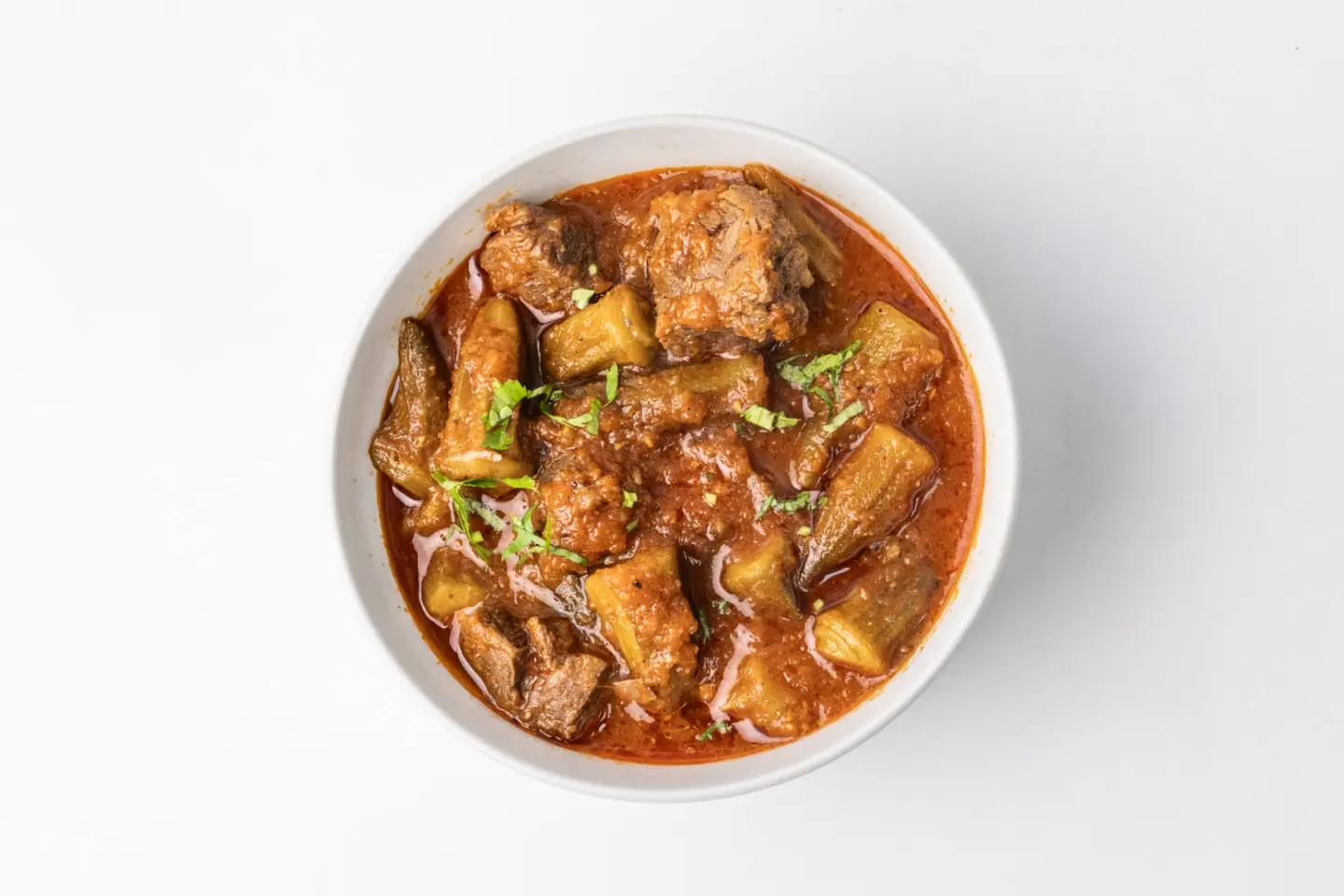 بامية بلحم مع ارز ابيض