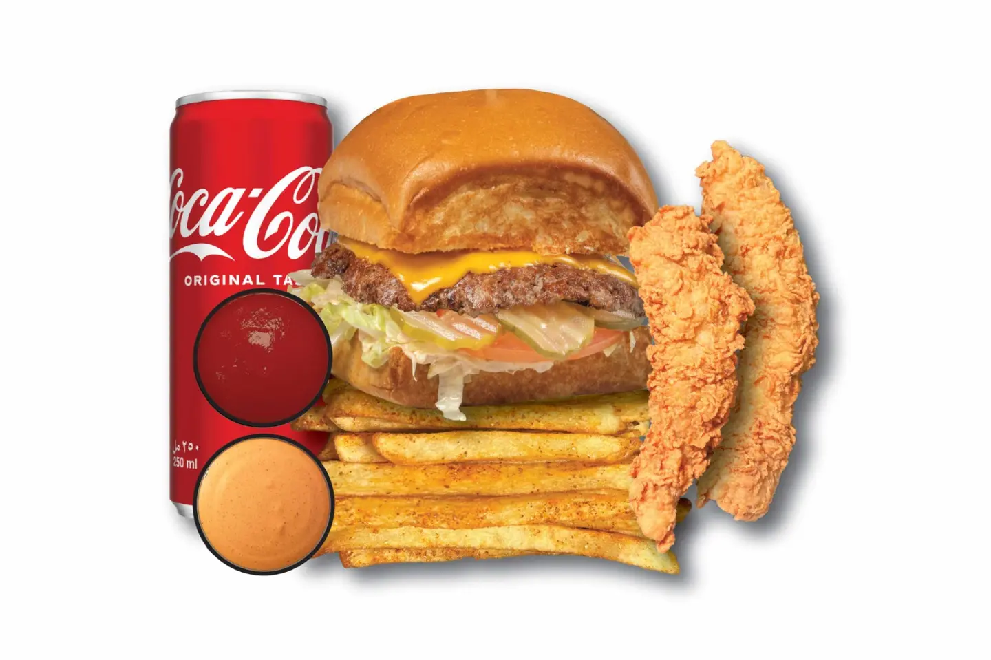 سماش مكعب برجر و 2 ستربس دجاج