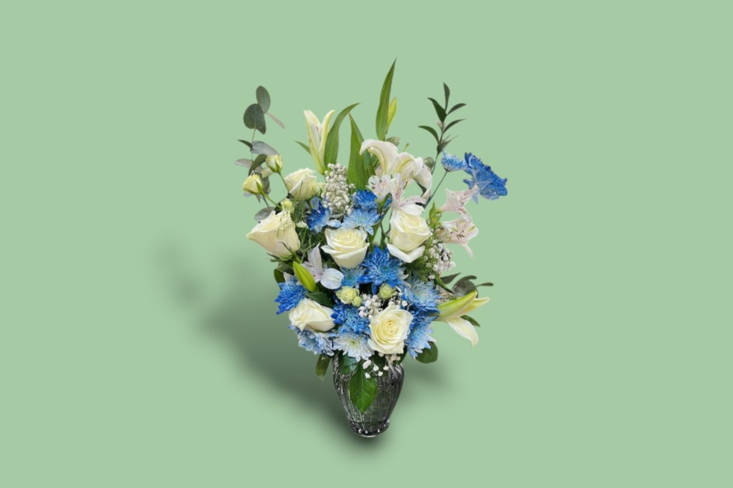 Blue Floral Vase With Stems 9
