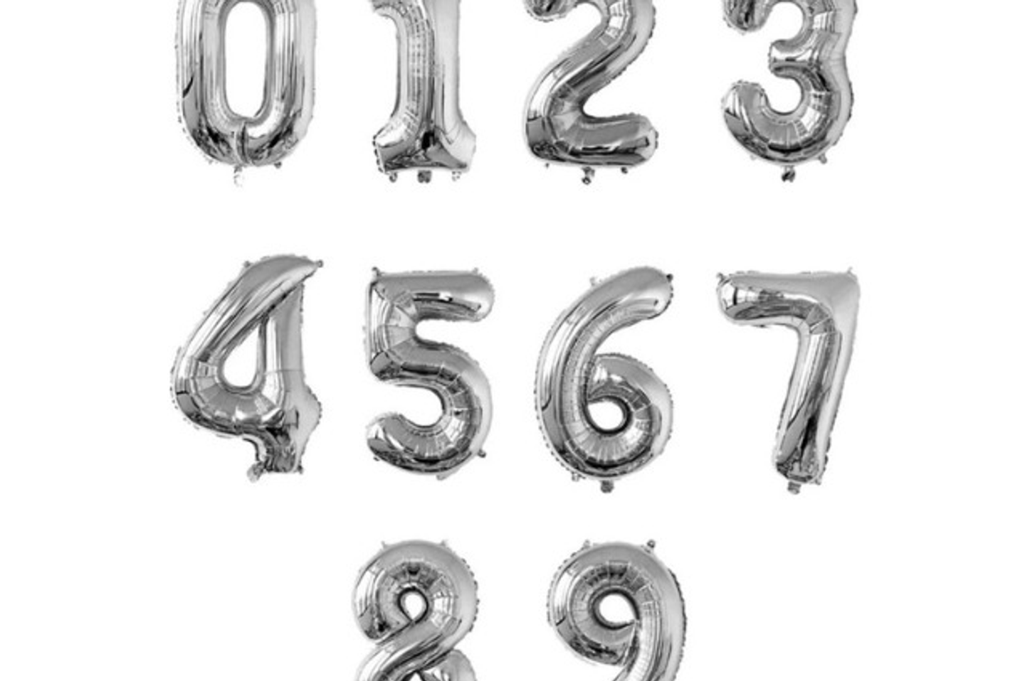 Silver Number Helium Balloon