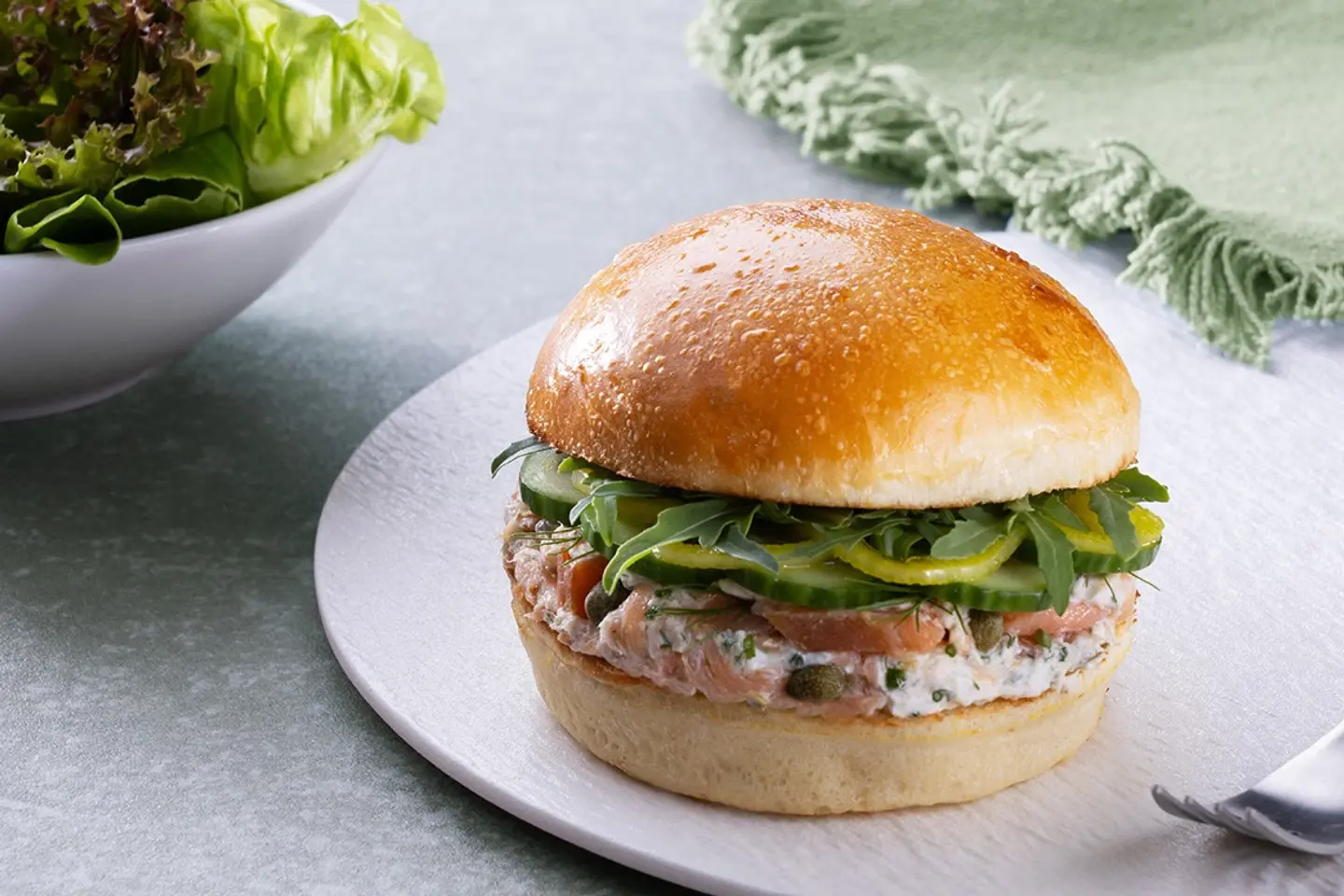 Hot Smoked Salmon Brioche