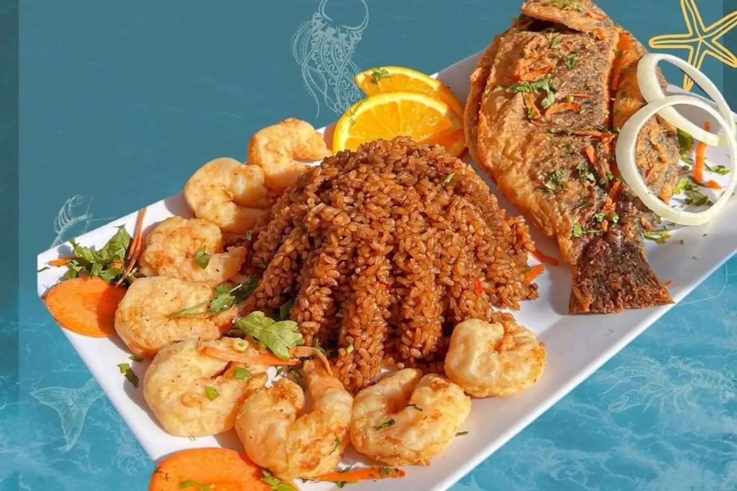 وجبة بلطي و روبيان مقلي