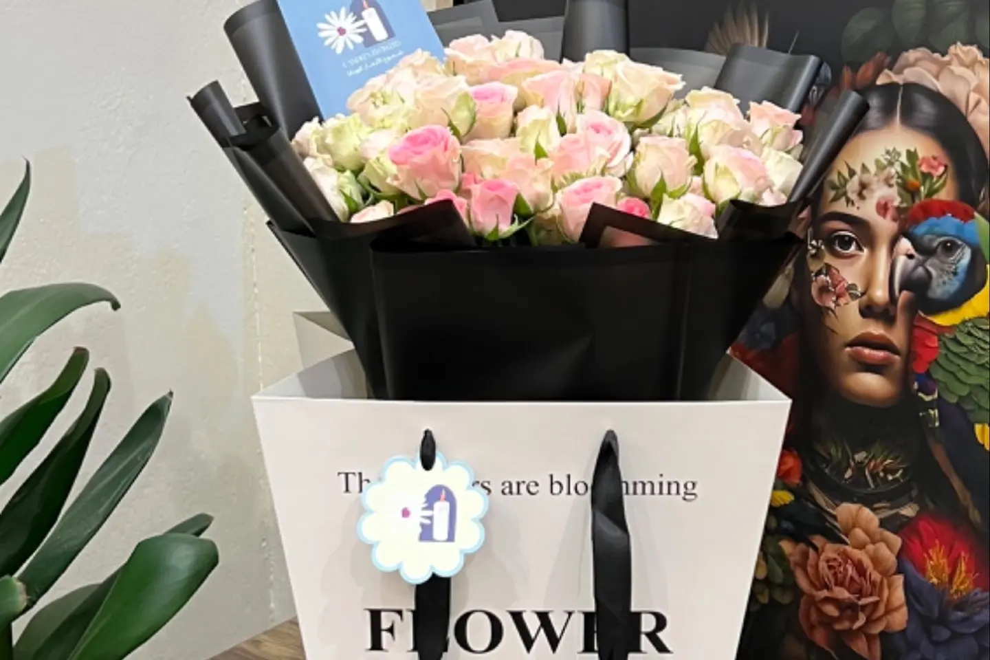 سلة ورد ابيض