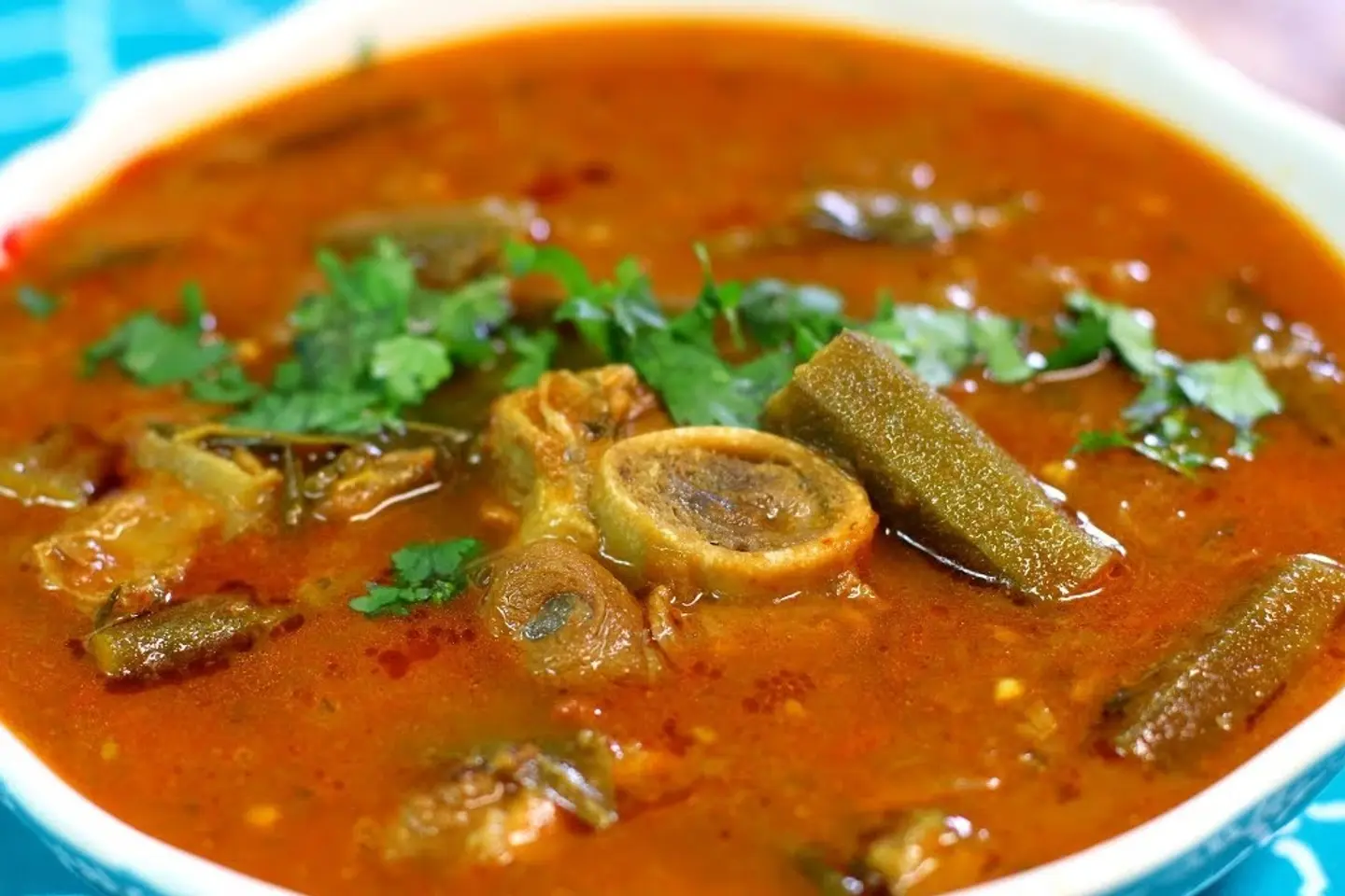 Bhendi Mutton With Rice