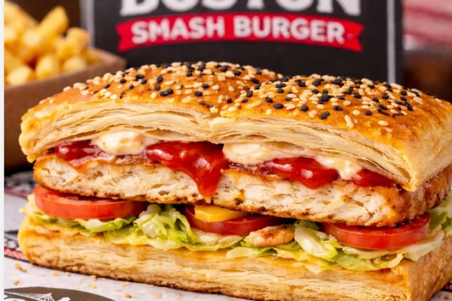 خبز باستري بف دبل سماش دجاج