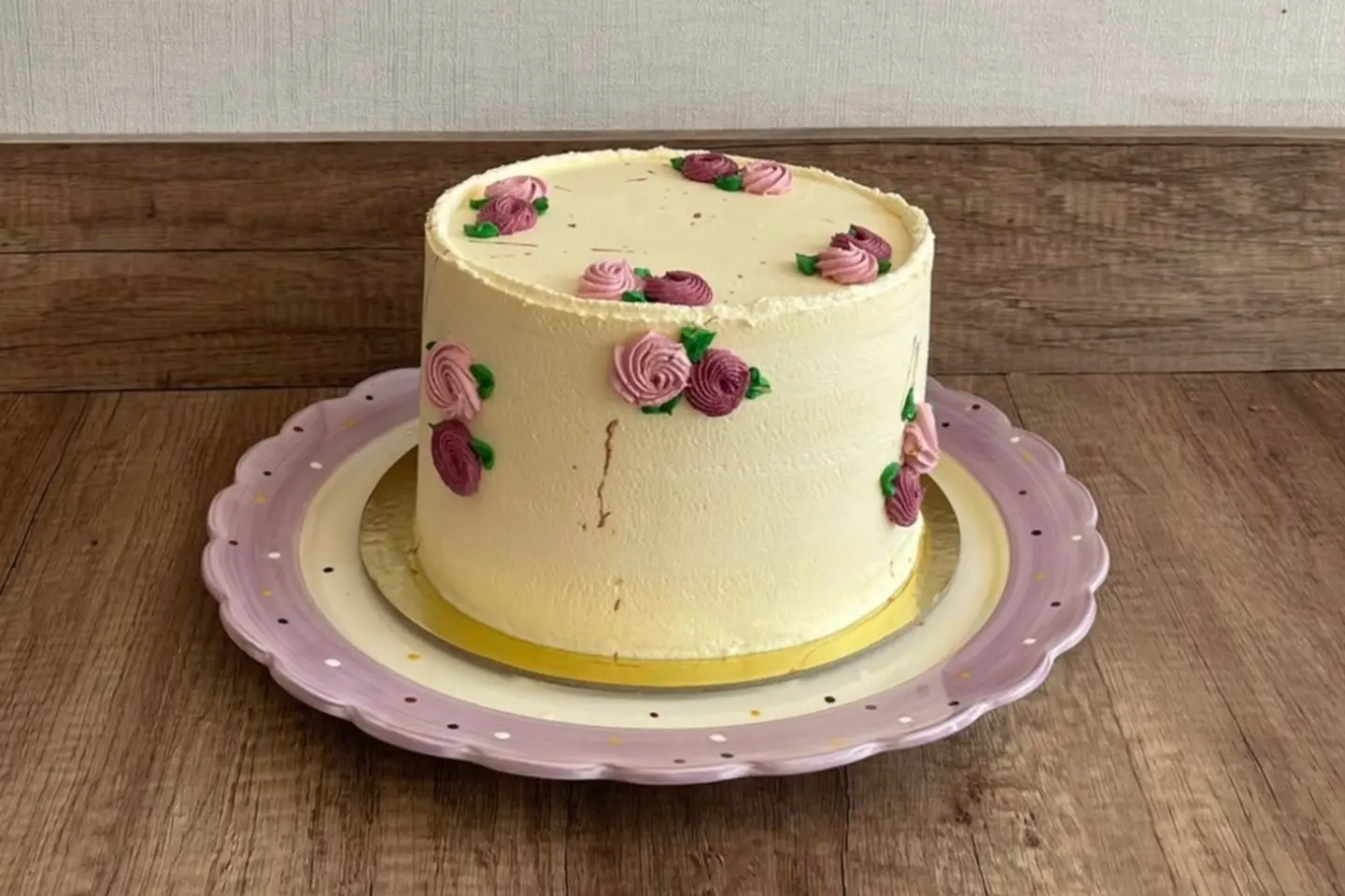 Large Cake Purple Flowers