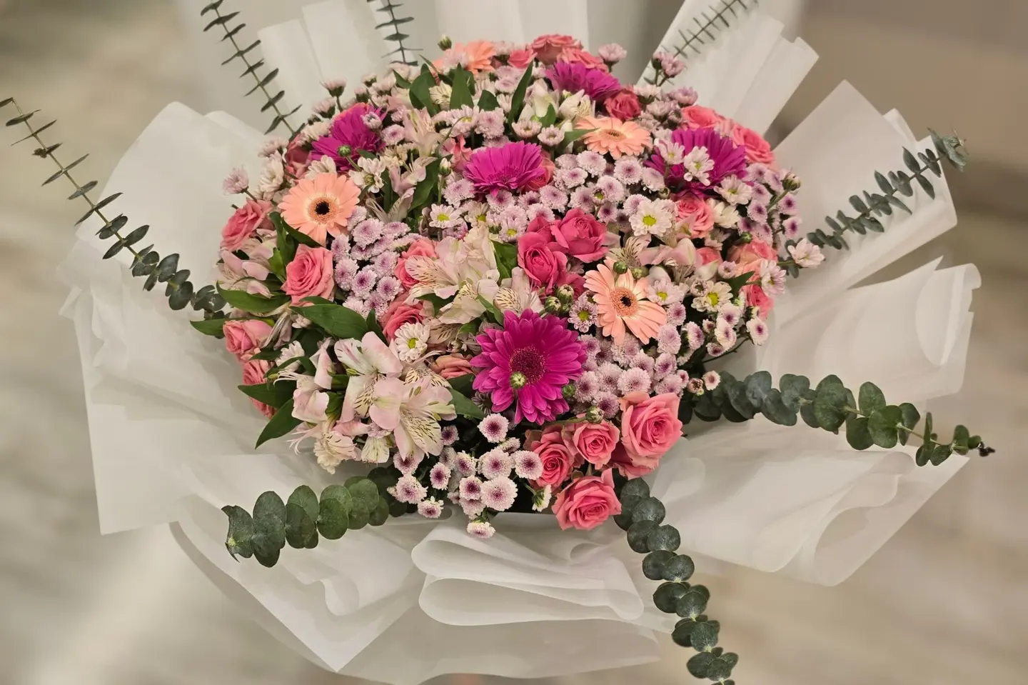 A Large Diverse Bouquet Of Flowers