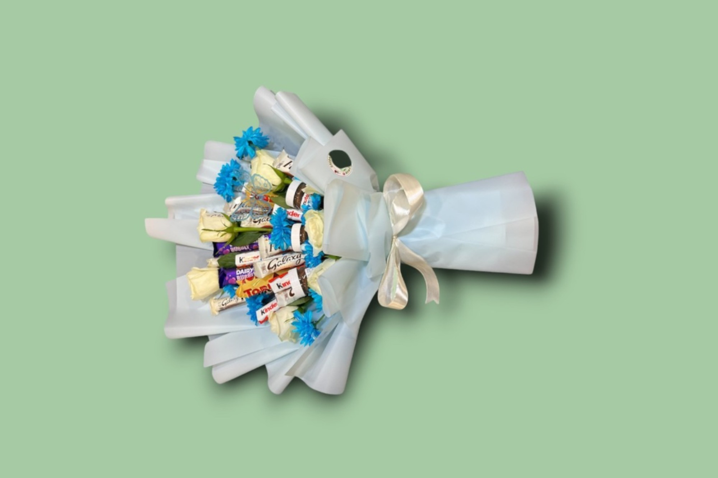 A Mixed Chocolate Bouquet In White And Blue