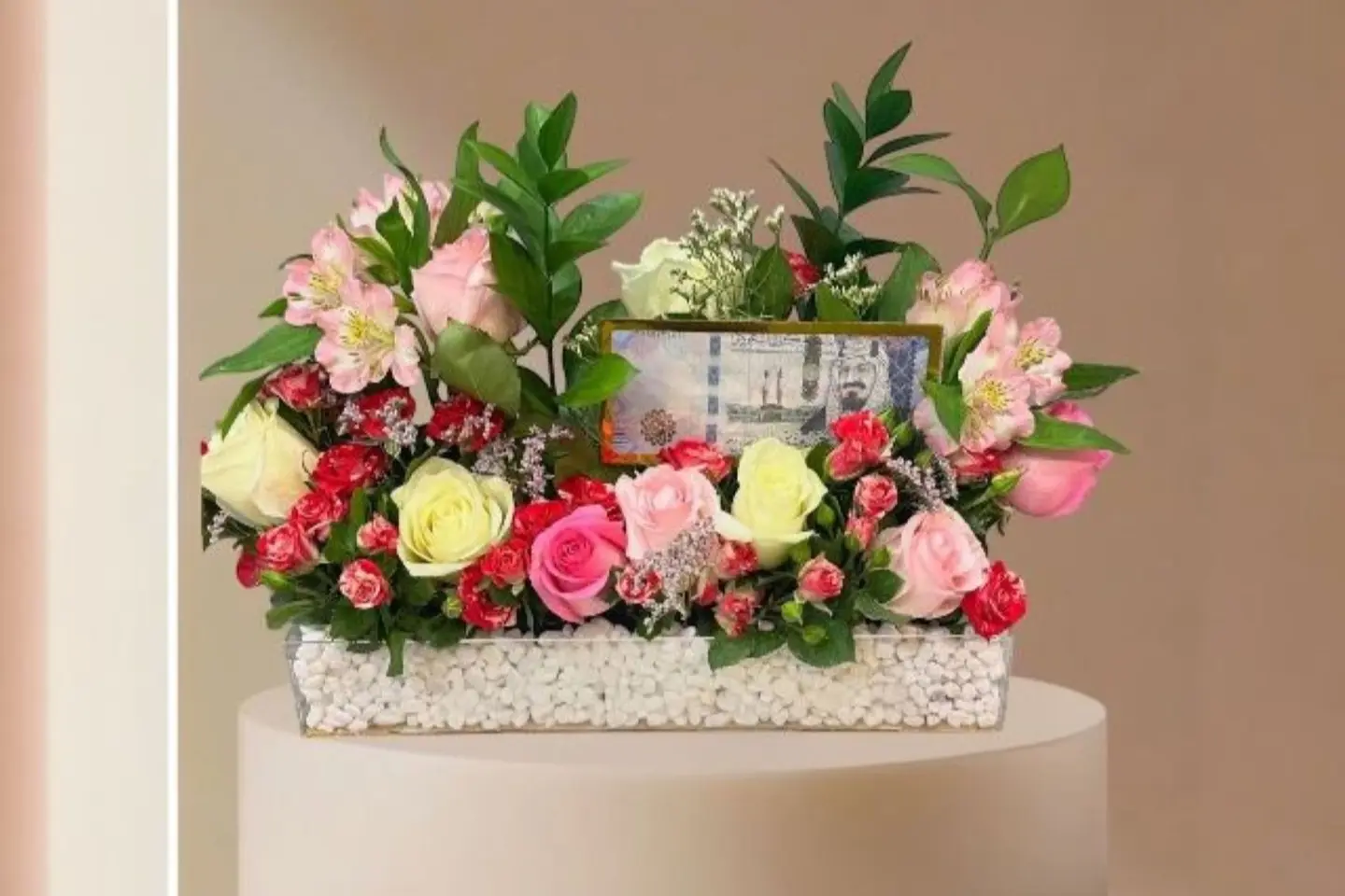 صينية اكريلك منسق بالورد الطبيعي