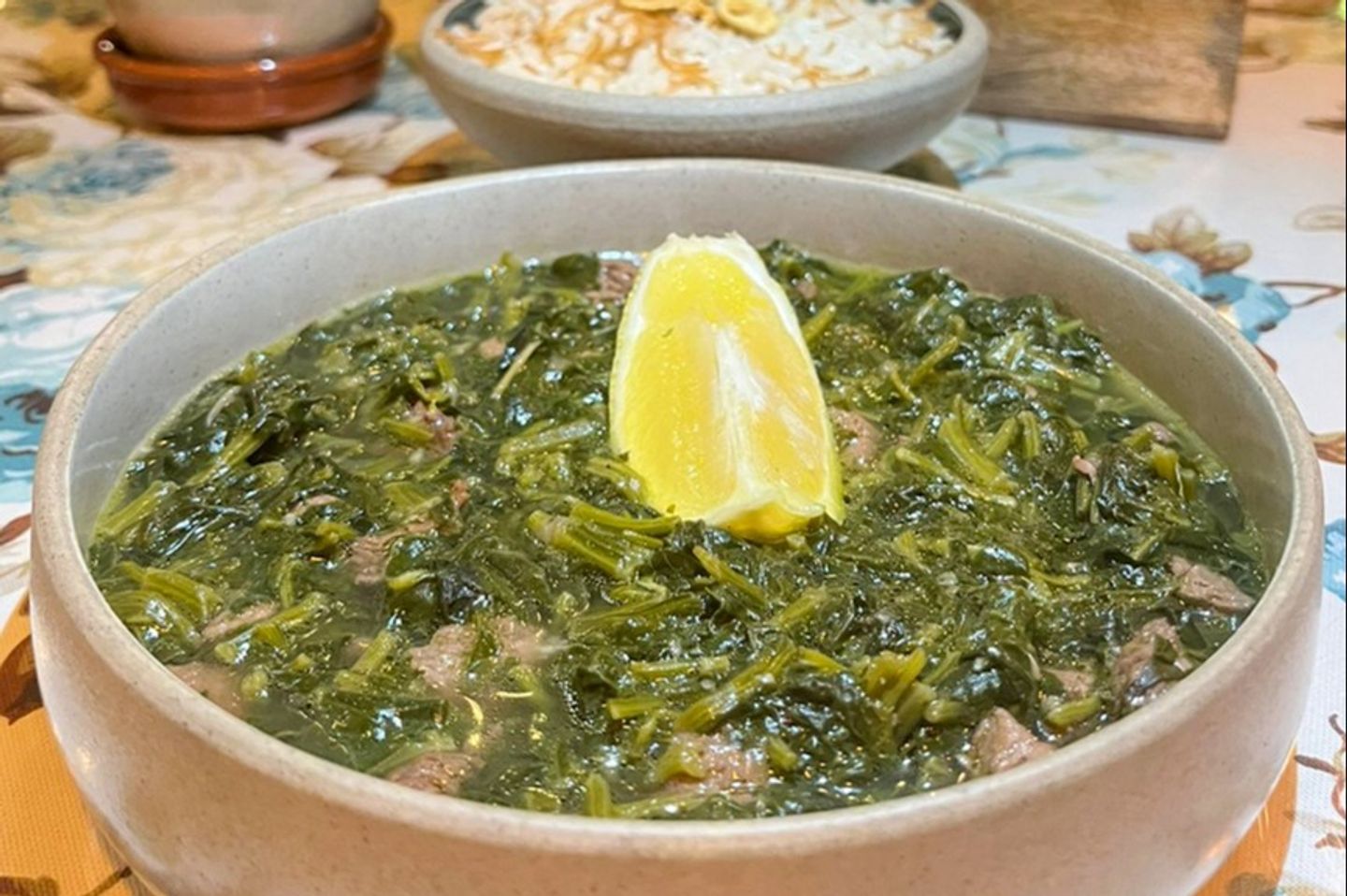 Spinach Stew With Rice