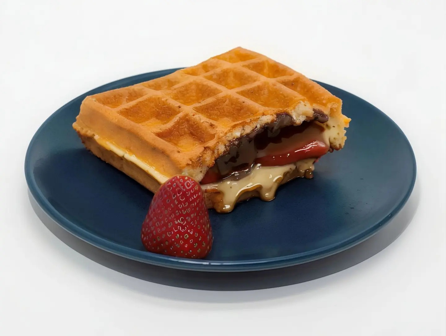 Nutella And Strawberry Waffle Sandwich