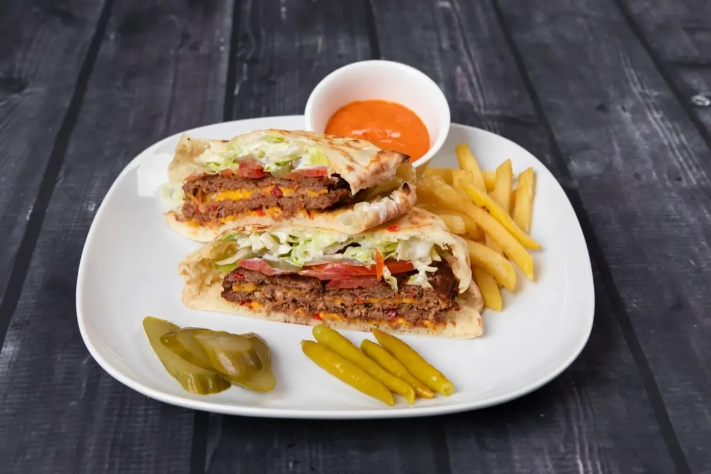 Meat Gyro Sandwich With Cheese Turkish