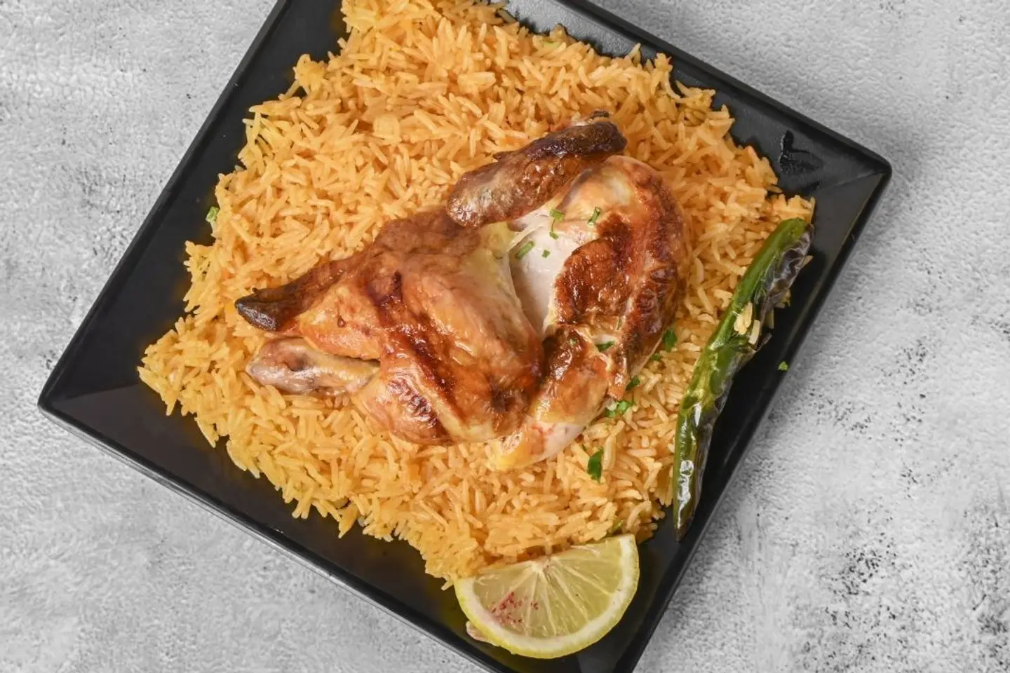 نص دجاج شواية مع رز