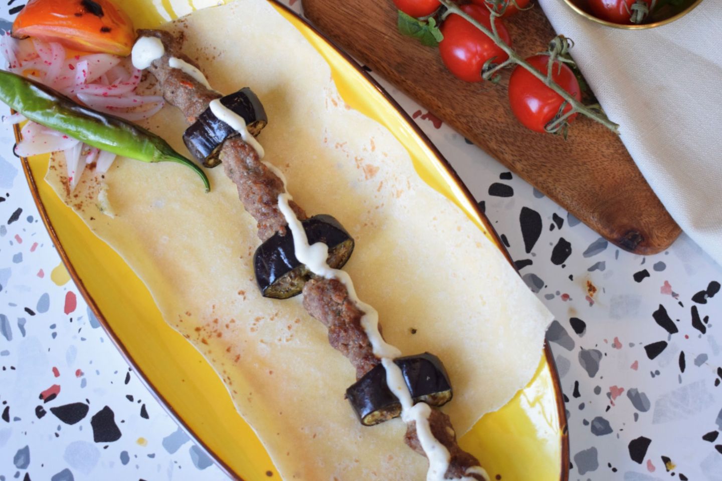 Aubergine Kebab Skewer