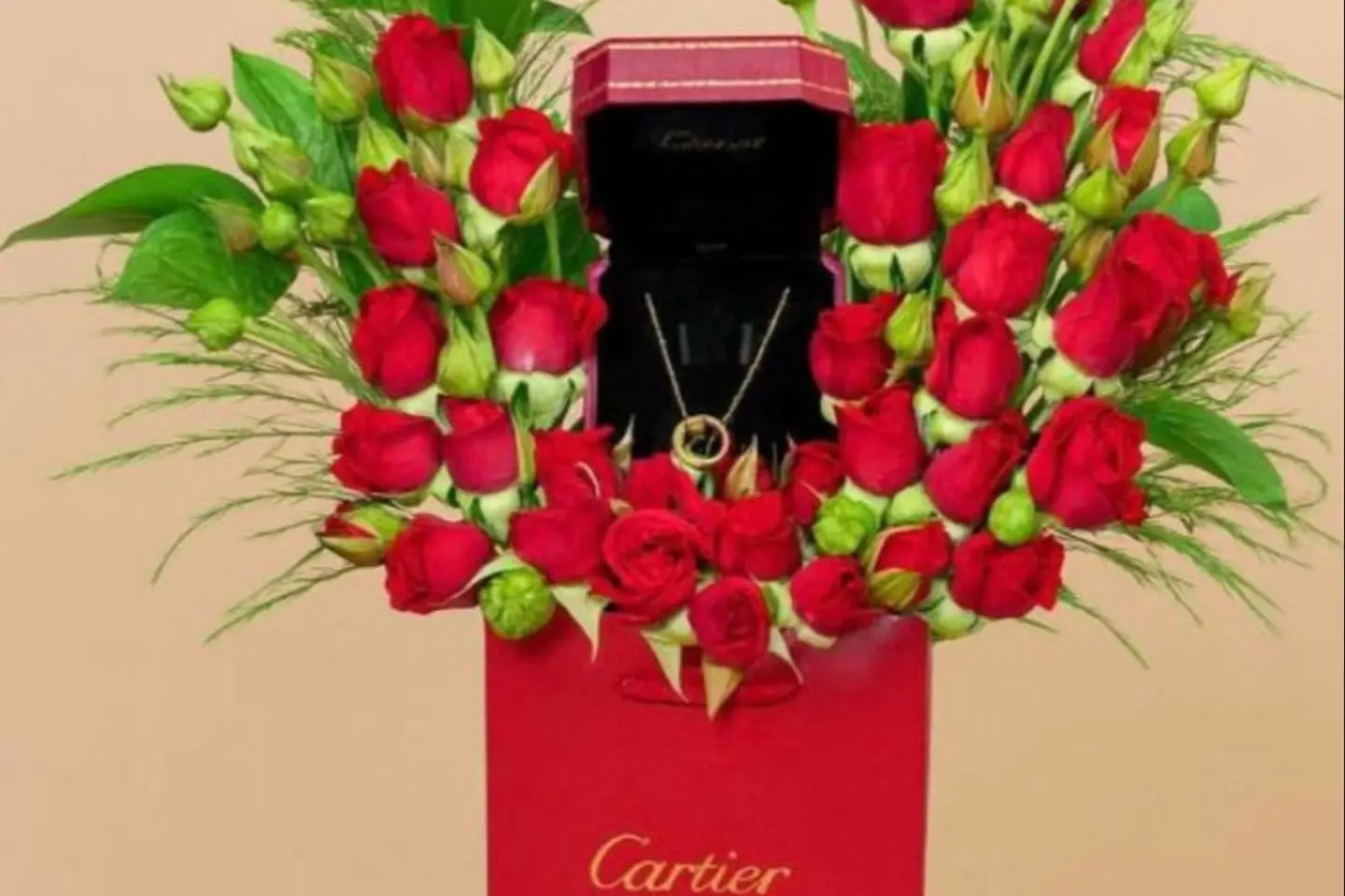 سلس كارتير مع ورد طبيعي احمر