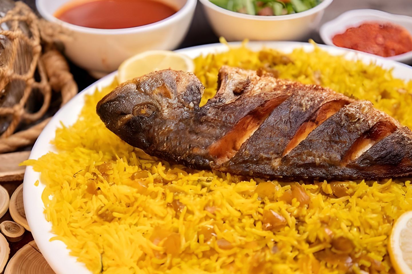 Baga Fish With Rice/Salad/Tahini