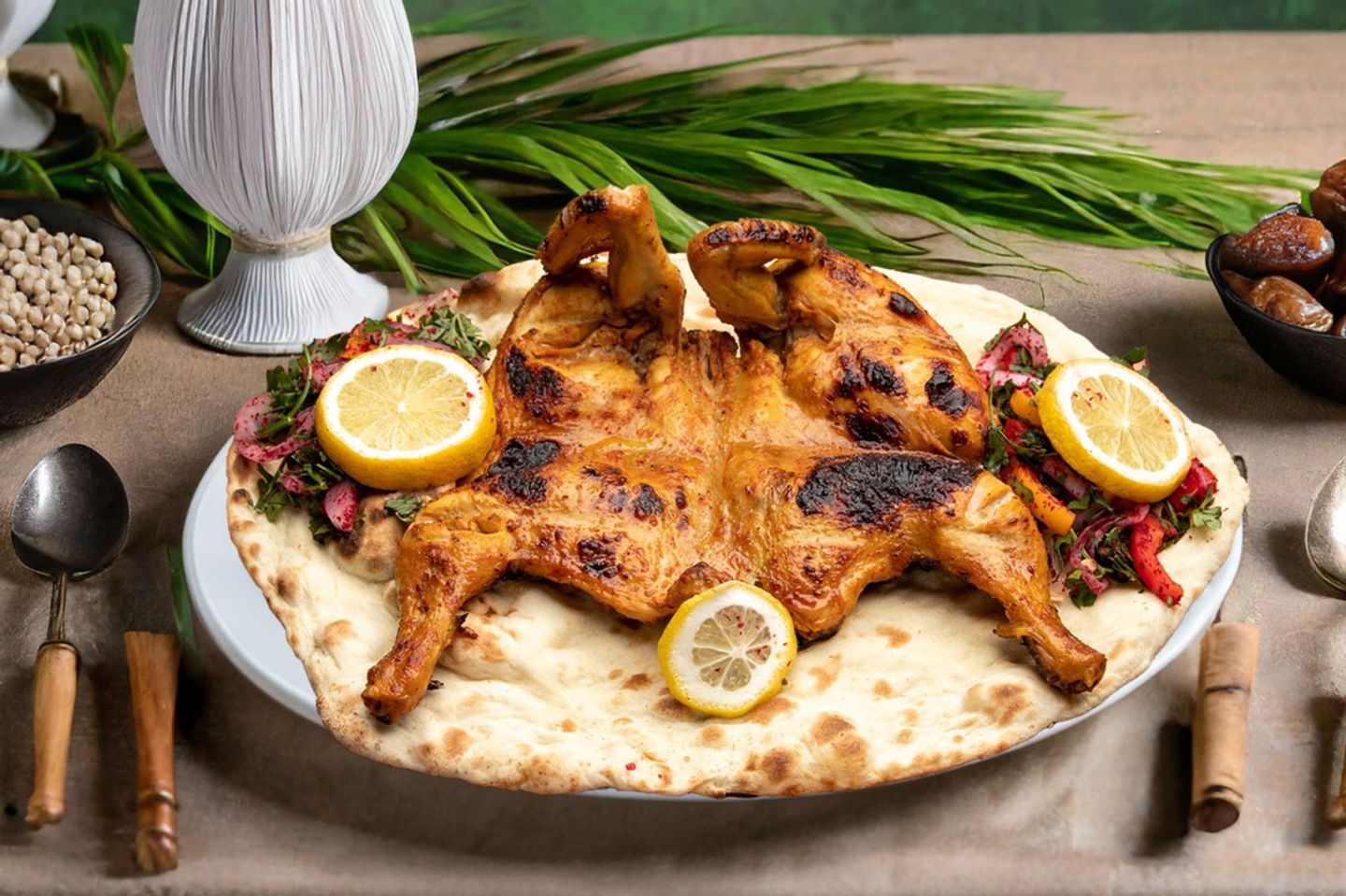 دجاج بالتنور  كامل  مع بطاطا