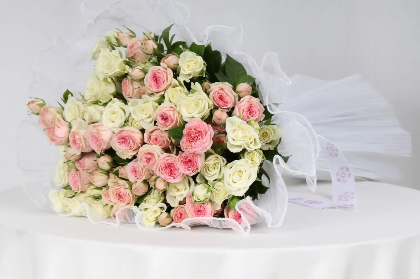 Baby Rose Bouquet With Fabric Wrapping