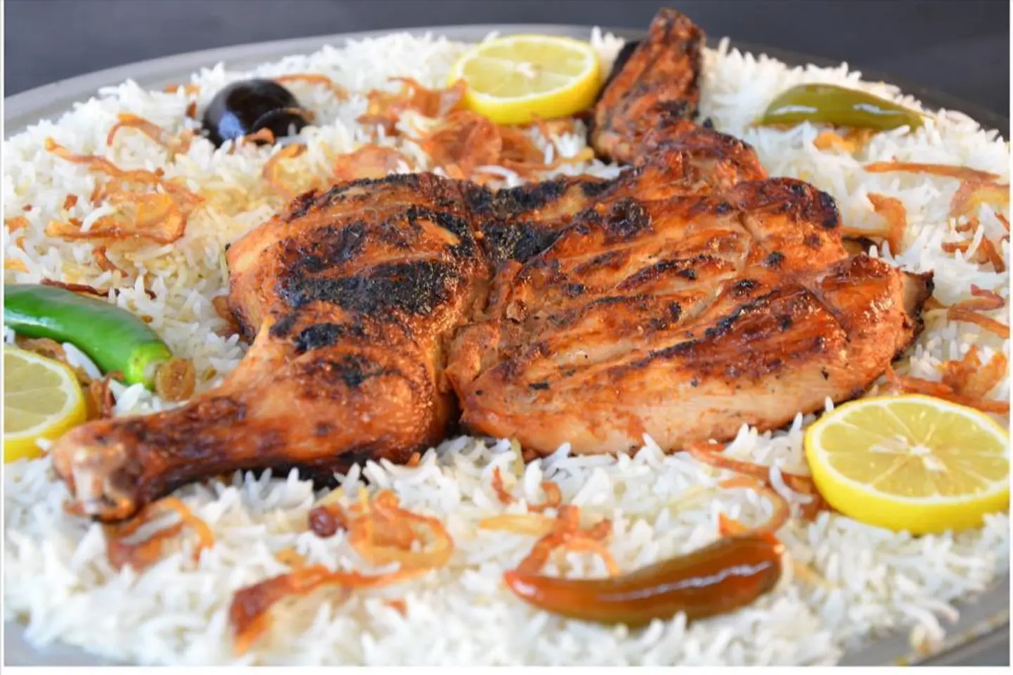 Charcoal Whole Chicken With Bashawar Rice