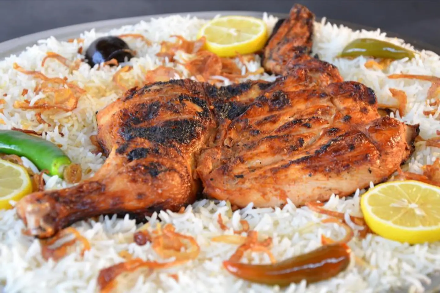 Half Charcoal Chicken With White Rice