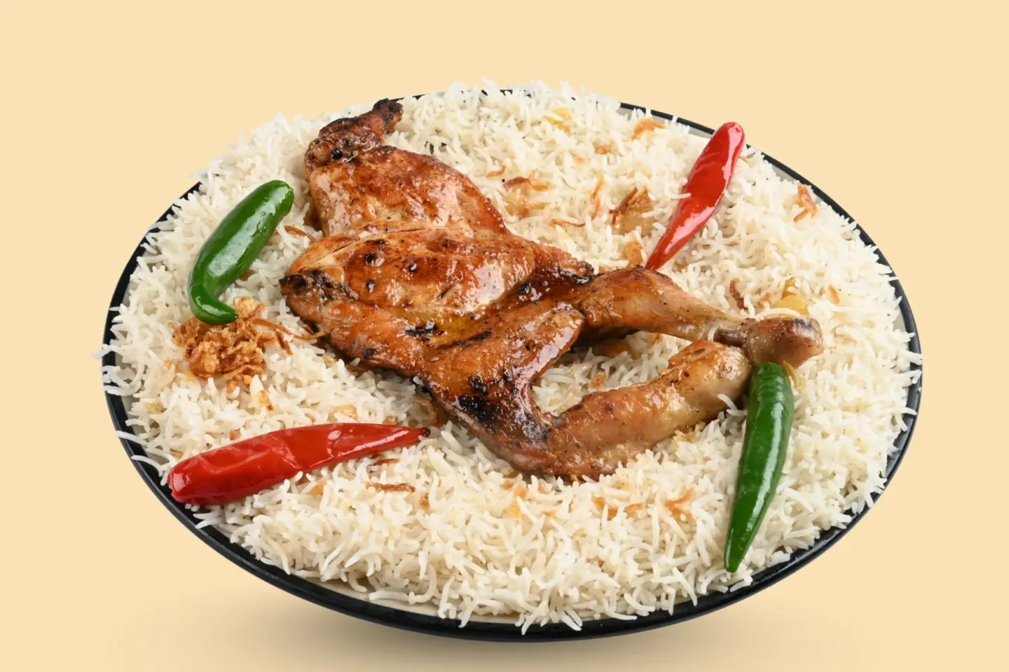 نصف حبه دجاج حنيذ مع ارز