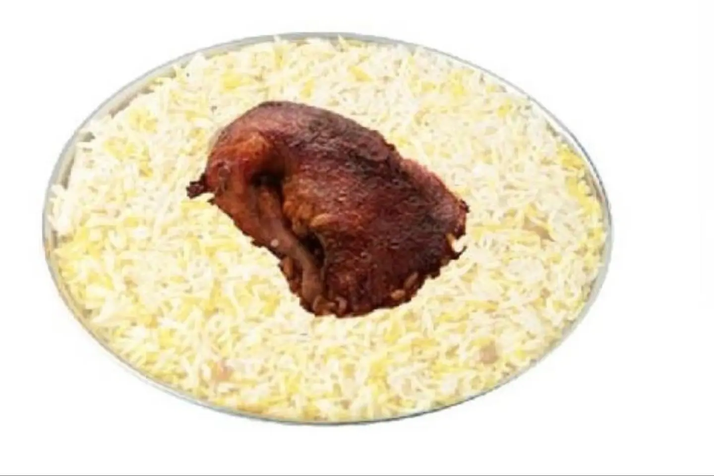 ربع دجاج شواية مع ارز ابيض