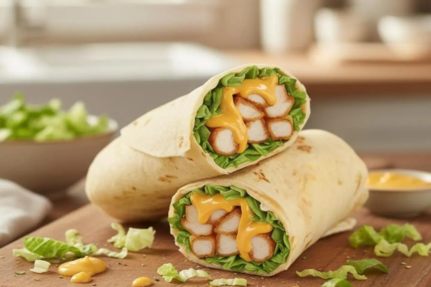 Grilled Chicken Wrap Sandwich With Fries