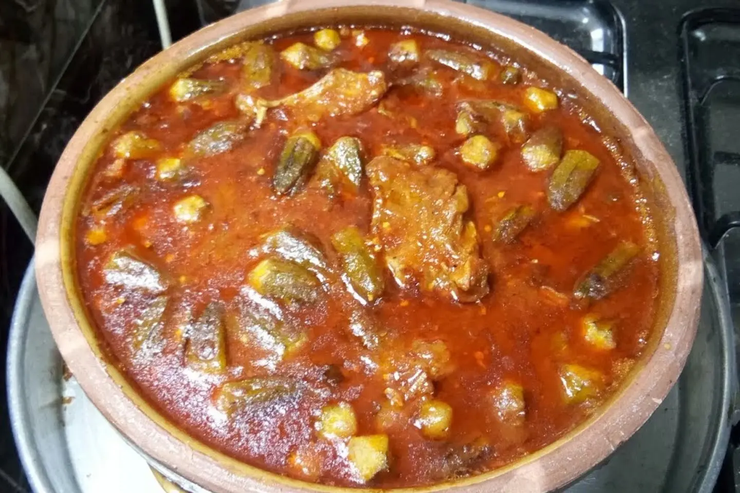 Okra Stew With Local Veal And Rice