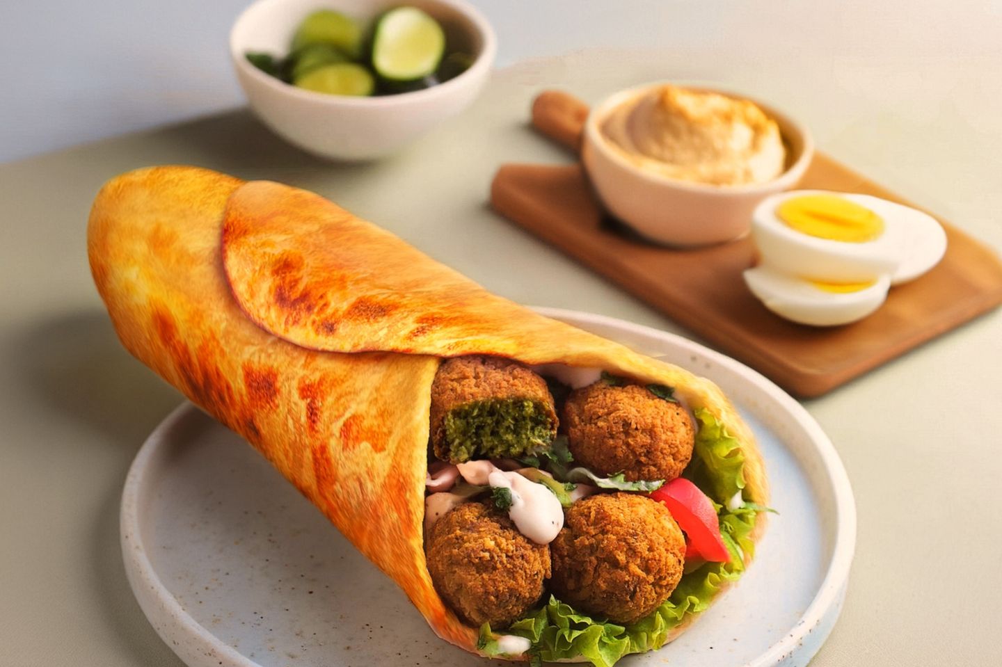 Falafel Pie With Hummus And Eggs