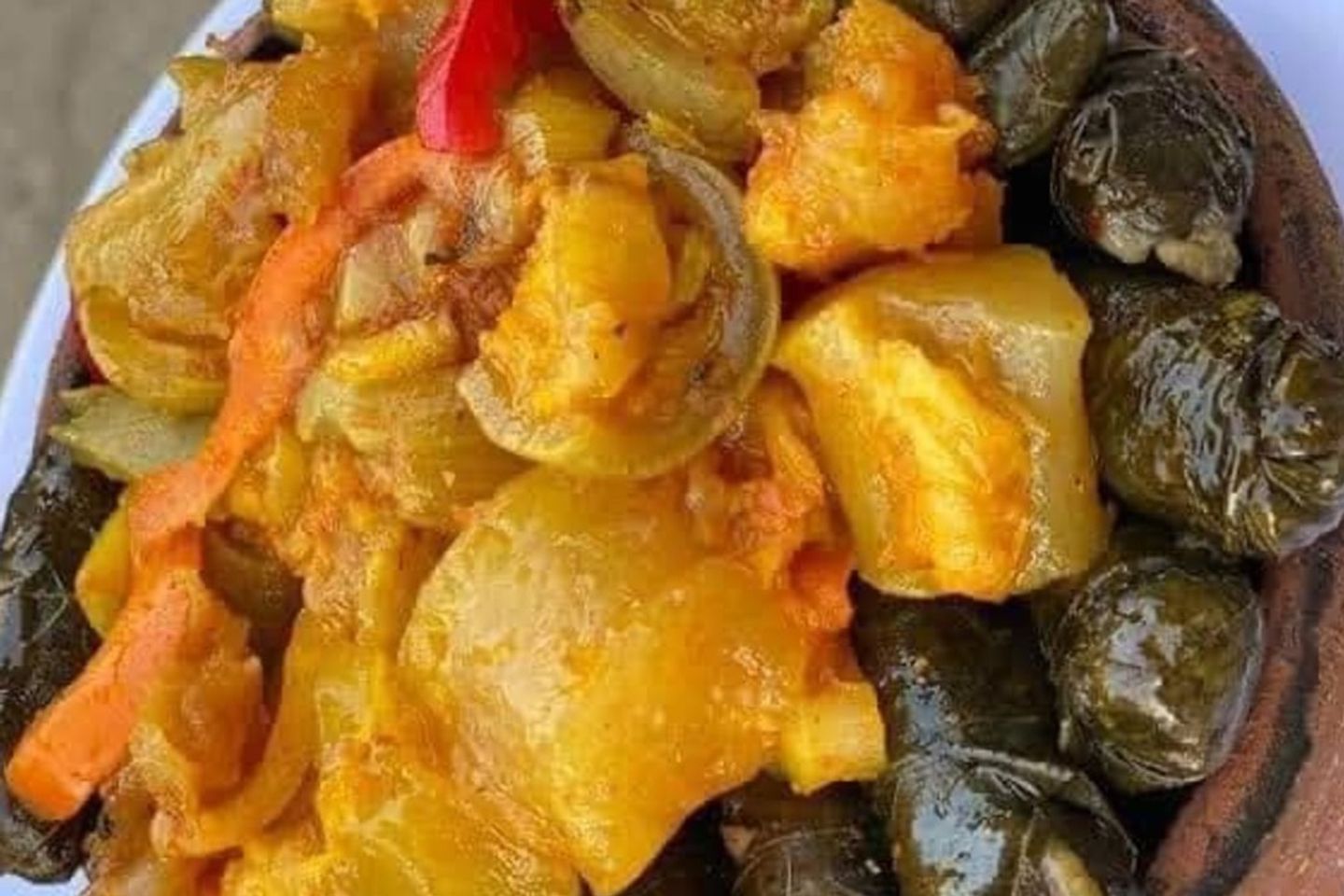Casserole Of Trotters With Grape Leaves