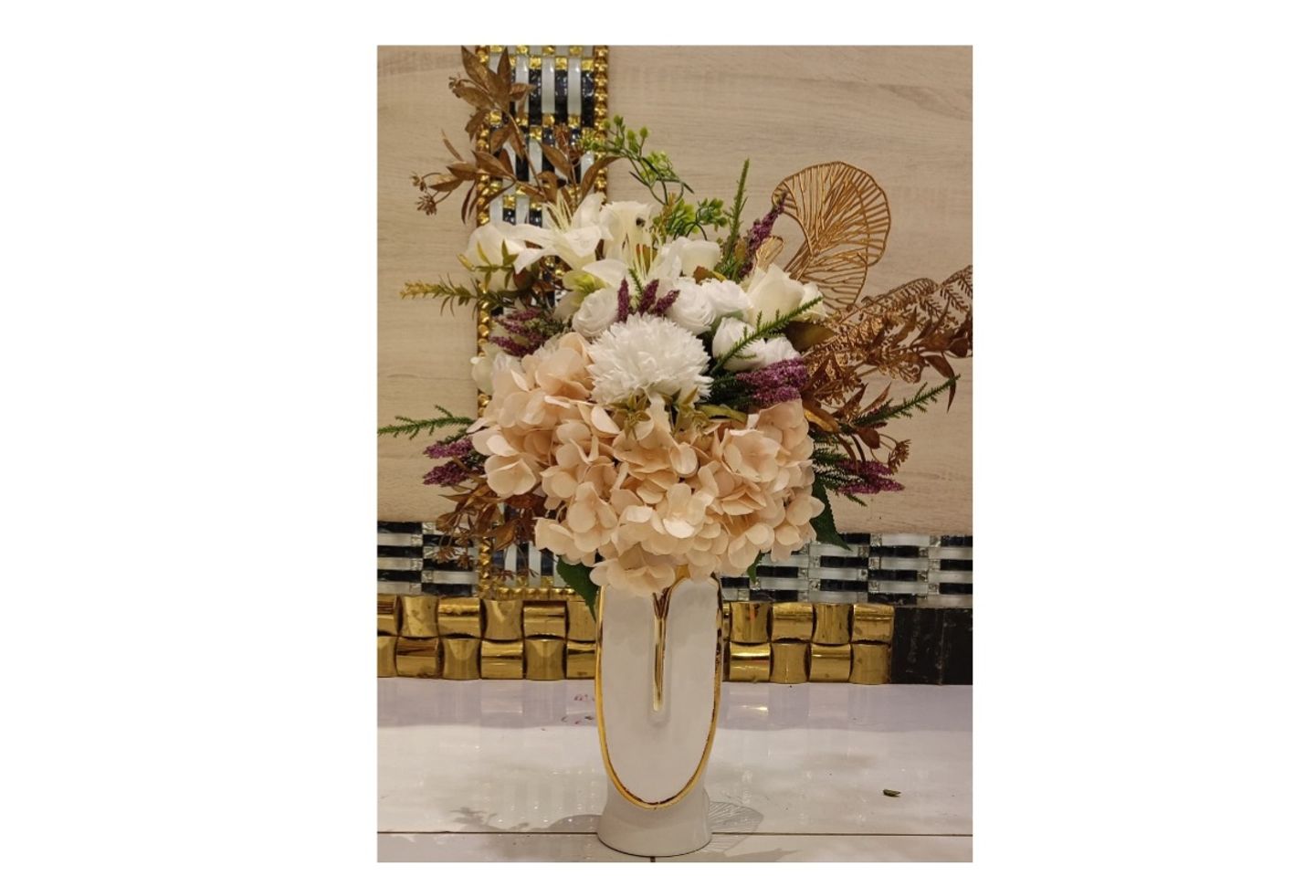 Artificial White Rose Vase