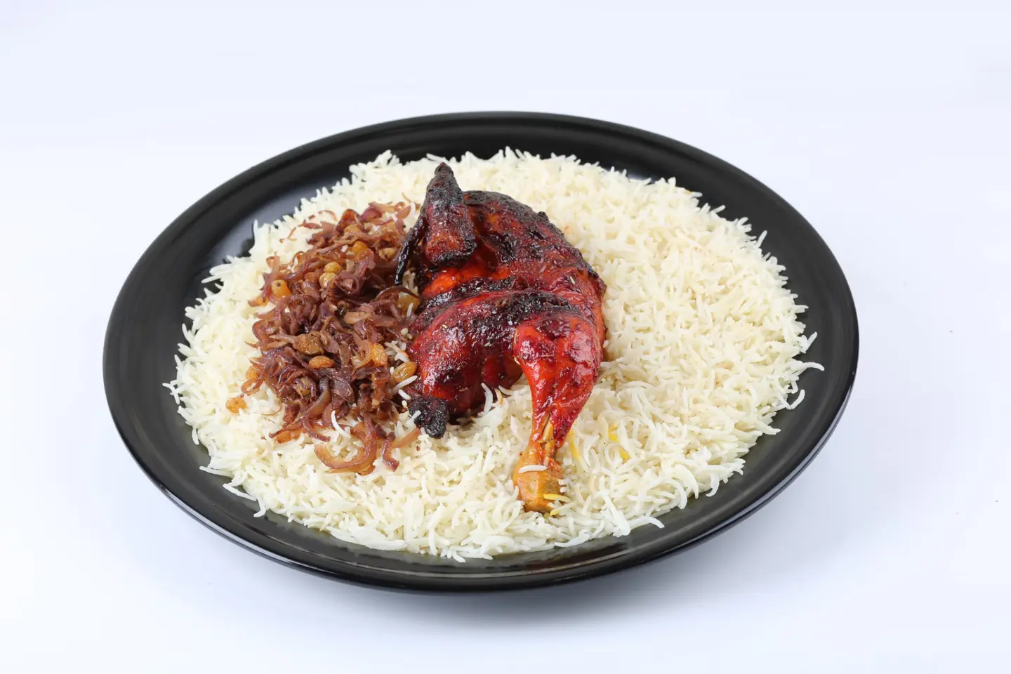 نصف دجاج مدخن مع رز