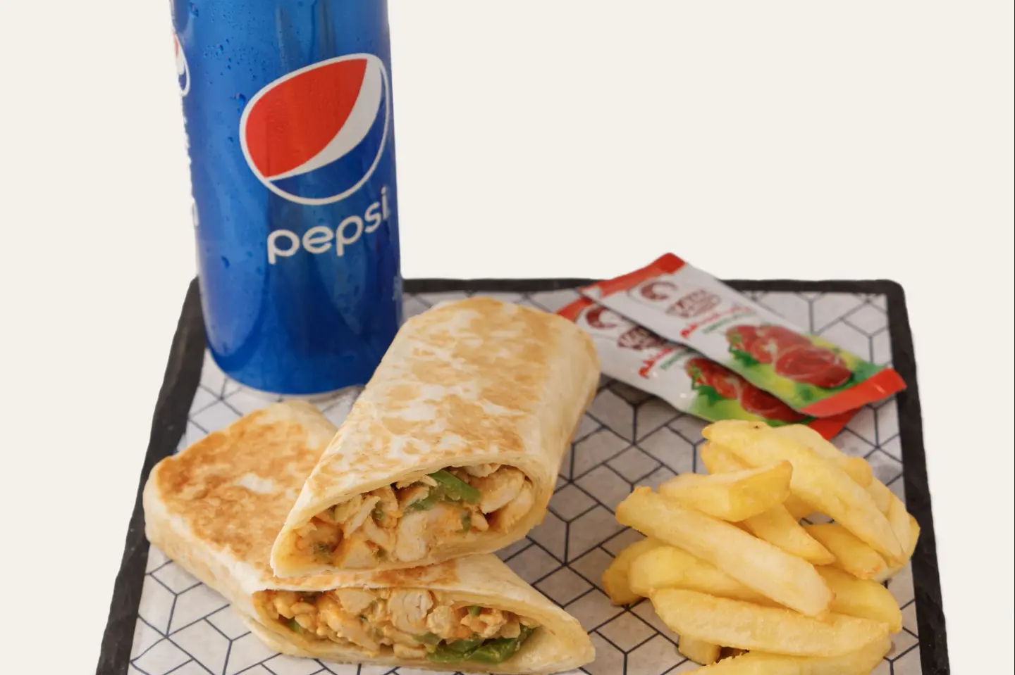 Chicken Shawarma Tortilla Meal With Mozzarella Cheese
